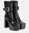 Miu Miu Platform Leather Ankle Boots In Nero