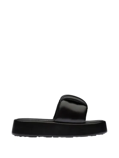 Miu Miu Platform Nappa Sandals In Black