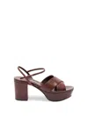 Miu Miu Leather Platform Sandals With 3.5 Cm Plateau And 7.5 Cm Heel In Brown