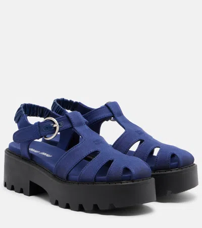Miu Miu Platform Slingback Sandals In Blue