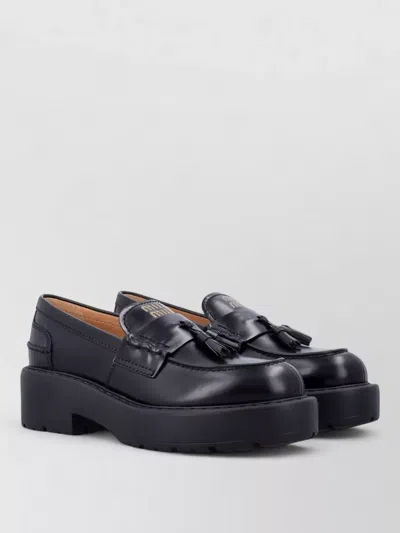 Miu Miu Platform Tassel Loafers With 3 Cm Platform And 5 Cm Heel For Women In Animal Print
