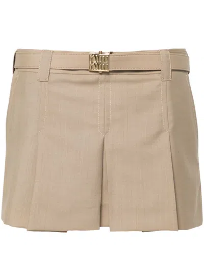 Miu Miu Minirock Mit Falten In Brown