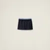 Miu Miu Pleated Batavia Miniskirt In Navy