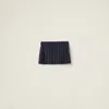 Miu Miu Pleated Batavia Miniskirt In Navy
