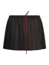 Miu Miu Drawstring Pleated Mini Skirt In Brown
