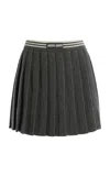 Miu Miu Pleated Cashmere-wool Mini Skirt In Grey