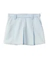 Miu Miu Low-rise Pleated Chambray Skirt In Blue