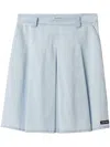 Miu Miu Pleated Chambray Skirt In Blue