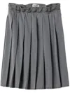 Miu Miu Pleated Chambray Skirt In Grey