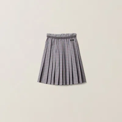 MIU MIU PLEATED CHECK SKIRT