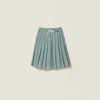 Miu Miu Pleated Checked Skirt In Green