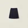 Miu Miu Pleated Chino Skirt In Blue