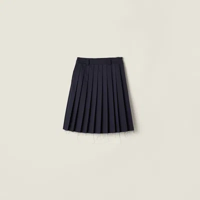 Miu Miu Pleated Chino Skirt In Blue