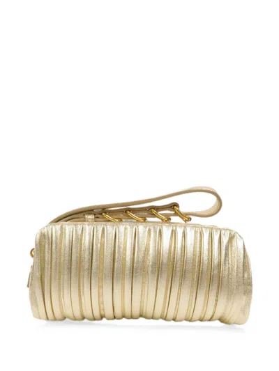Pre-owned Miu Miu Pleated Clutch Bag In Gold