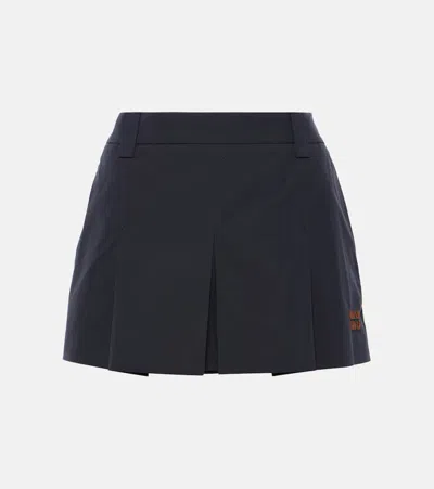 MIU MIU PLEATED COTTON-BLEND MINISKIRT
