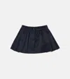 Miu Miu Pleated Cotton Canvas Miniskirt In Blue