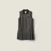 Miu Miu Pleated Cover Fabric Dress In Gray