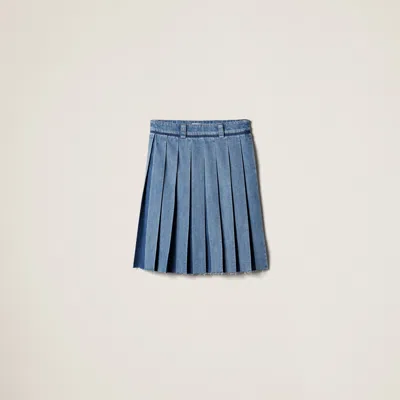 MIU MIU PLEATED DENIM SKIRT