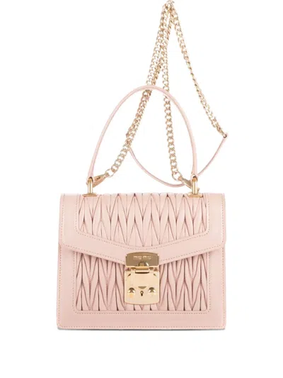 Pre-owned Miu Miu Pleated Flap Bag In Neutral