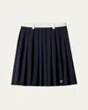 Miu Miu Mohair-wool Blend Pleated Midi Skirt In F0124 Navy