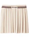 Miu Miu Pleated Knitted Cashmere Miniskirt In Neutrals