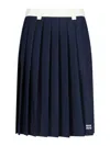Miu Miu Mohair-wool Blend Pleated Midi Skirt In Blue
