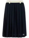 Miu Miu Mohair-wool Blend Pleated Midi Skirt In Navy