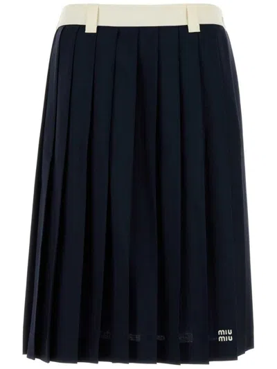 MIU MIU MIU MIU PLEATED MIDI SKIRT