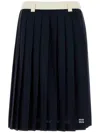 Miu Miu Mohair-wool Blend Pleated Midi Skirt In Navy