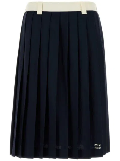 MIU MIU MIU MIU PLEATED MIDI SKIRT