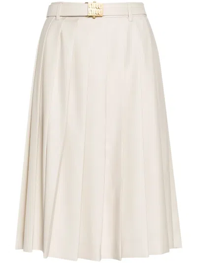 Miu Miu Pleated Midi Skirt In Gold
