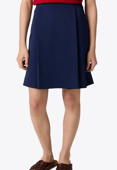 Miu Miu Pleated Mini A-line Skirt In Blue
