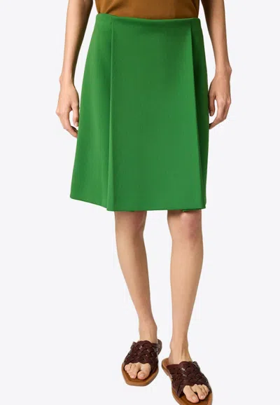 Miu Miu Pleated Mini A-line Skirt In Green