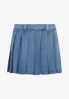 Miu Miu Skirt Denim With Belt Loops And Pleated Design In Blue