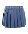 Miu Miu Skirt Denim With Belt Loops And Pleated Design In Blue