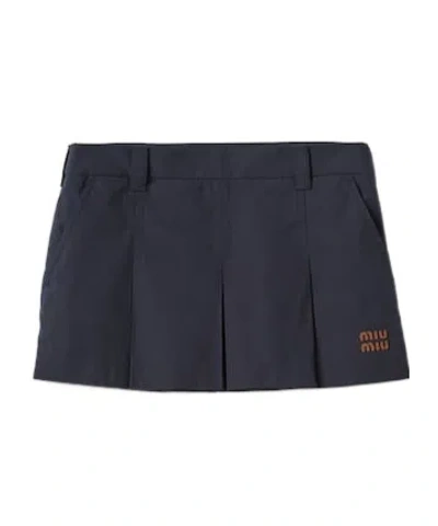 Miu Miu Pleated Mini Skirt In Black