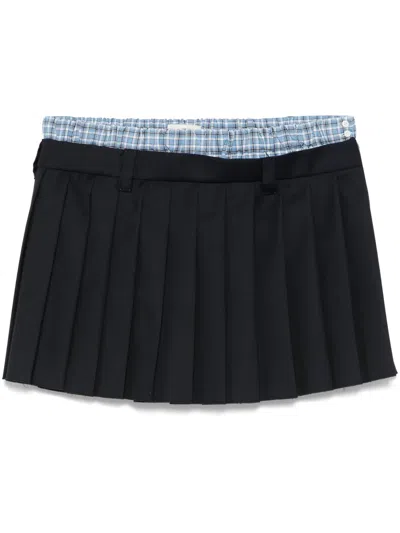 Miu Miu Pleated Mini Skirt In Blue