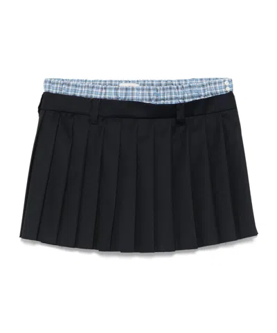 MIU MIU MIU MIU LAYERED PLEATED MINI SKIRT