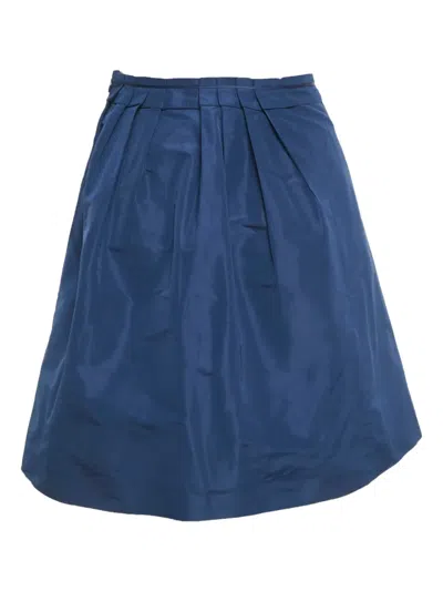 Pre-owned Miu Miu Pleated Mini Skirt In Blue