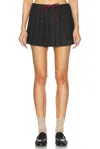 Miu Miu Drawstring Pleated Mini Skirt In Ebano