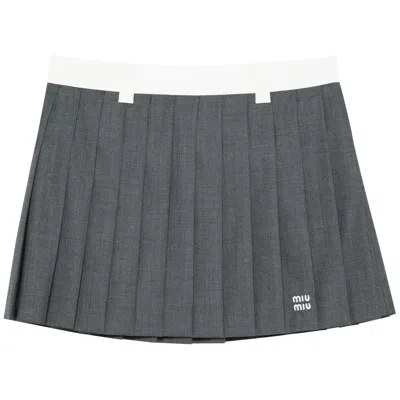 Pre-owned Miu Miu Pleated Mini Skirt 'grey' | Women's Size 36