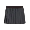 Miu Miu Pleated Mini Skirt In Soft Virgin Wool In Black