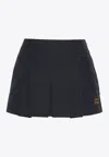 Miu Miu Pleated Mini Skirt In Navy