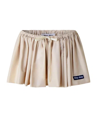 Miu Miu Pleated Mini Skirt In Nude