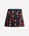 Miu Miu Patchwork Plaid Virgin Wool Miniskirt In Blue