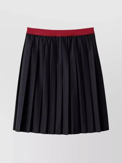 MIU MIU PLEATED PINSTRIPE MIDI SKIRT