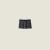Miu Miu Pleated Pinstripe Miniskirt In Gray