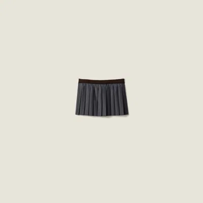 Miu Miu Pleated Pinstripe Miniskirt In Gray