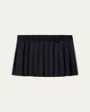 Miu Miu Pleated Pinstripe Wool Mini Skirt In F0008 Bleu