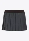 Miu Miu Pleated Pinstriped Mini Skirt In Gray